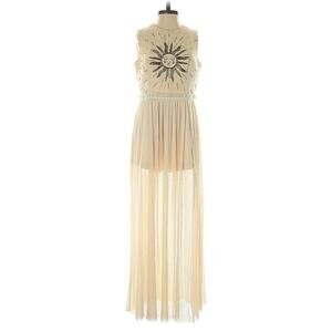 Lobster Sun Celestial Beaded Maxi Cream Sleevless Dress M
